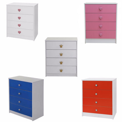 Kids Chest of Drawers Childrens Bedroom Furniture Storage Cabinet 4 Draws -9076