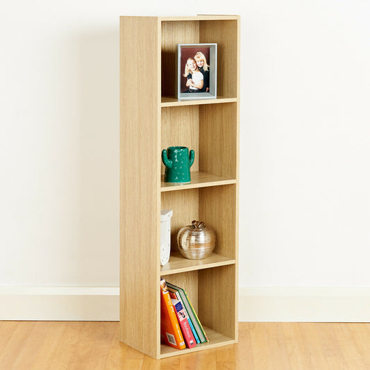 SALE 4 Tier Wooden Oak Cube Bookcase Storage Display Unit Modular Shelving #626