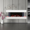 50in Electric Fireplace 7 LED Log Fire Flame White Surround Standing Heater Set