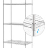 Mondeer 6 Tier Metal Storage Rack with 8 Hooks Height Adjustable Kitchen Silver