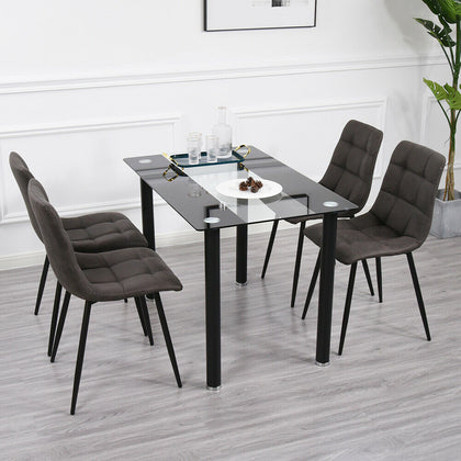 2× Side Dining Chairs Faux Suede Padded Seat Metal Leg Home Restaurant Chair Set