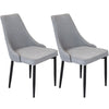 Pair of Classic Grey Fabric Material Upholstered Dinner Dining Chairs Black Legs