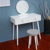 Scandinavian 2 Drawer Dressing Table Set Vanity Makeup Desk Stool Mirror Bedroom