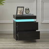 High Gloss Front 2 Drawers Bedside Table Cabinet LED Nightstand Black/White Unit