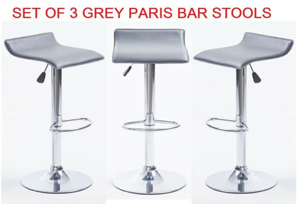 3 x GREY PARIS GAS LIFT BAR STOOLS, BREAKFAST KITCHEN BAR ETC
