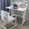 White Folding Computer Desk,Study Writing Table 2 Tier Shelf Storage Home Office