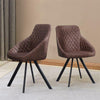 2* Retro Brown Dining Chairs Faux Leather/PU Kitchen Chairs Diamond Design