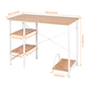 Office Compact Computer Desk Wooden & Metal Table With Bookcase Storage Shelf