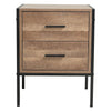 Industrial Style 2 Drawers Bedside Table Wood Nightstand Bedroom Storage Cabinet