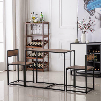 Small Dining Table and 2 Chairs Kitchen Breakfast Table Industrial Modern Set