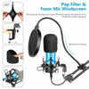 USB Condenser Microphone Live Streaming Studio Recording Gaming Kit W/ Mic Mount