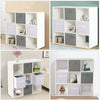9 Cube Wooden Bookcase Shelving Unit w/ Grey Canvas Basket Display Storage Shelf