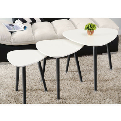 Nest of 3 Tables Gloss White Nested Tea Lamp Side Living Room Coffee Table