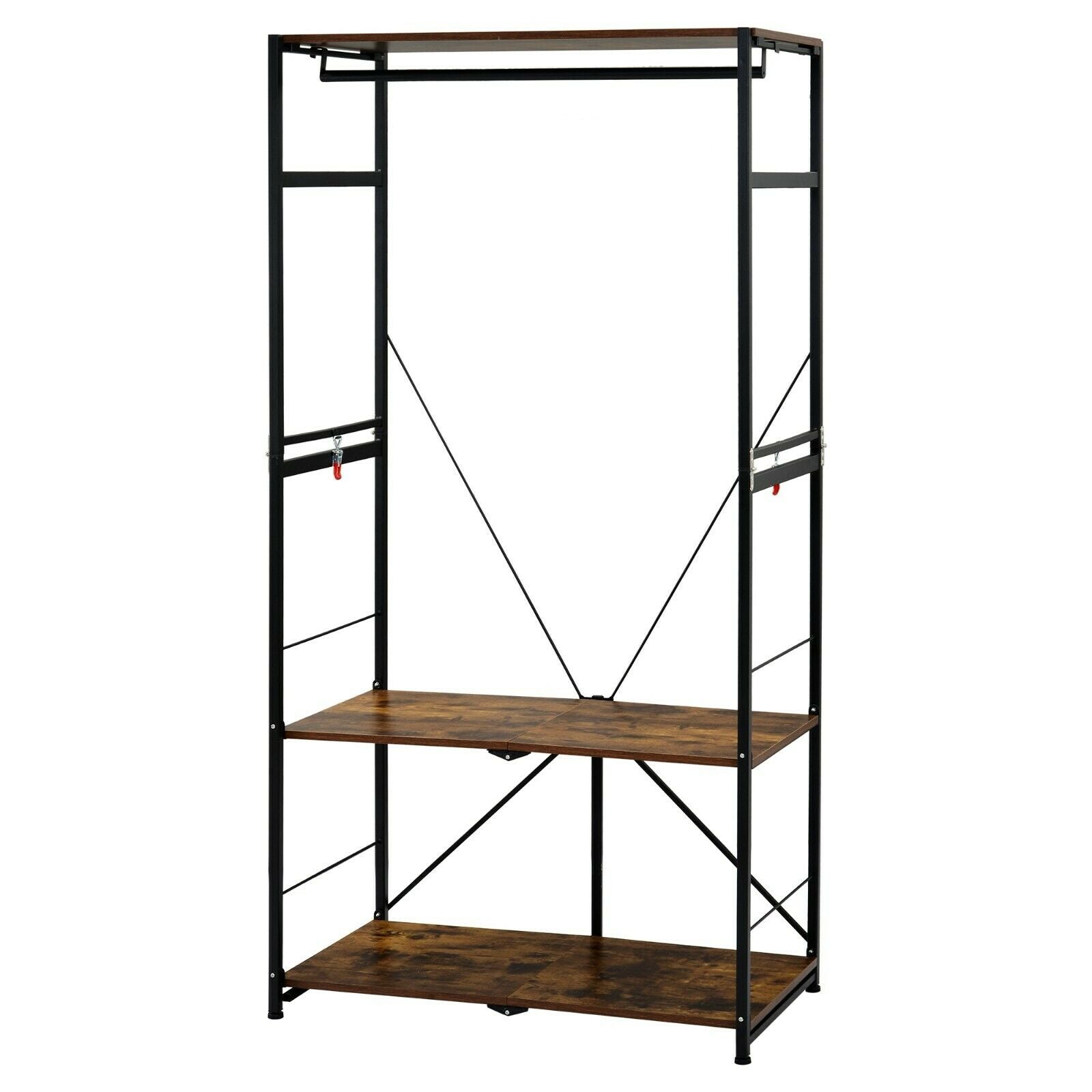 182 Large Cloth Rails Hat Coat Rack Stand Clothes Shoe Rack Hanger Hooks Shelf