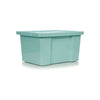Set of 4 Aqua Storage Boxes 27L With Lids Home Office Box Plastic Stackable