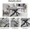 MDF Dining Table and PU Leather Chairs Set Middle Butterfly Extension Leaf Table