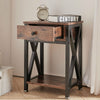 Retro Chest of Drawer Bedside Table Cabinet Storag Bedroom Furniture Metal Frame