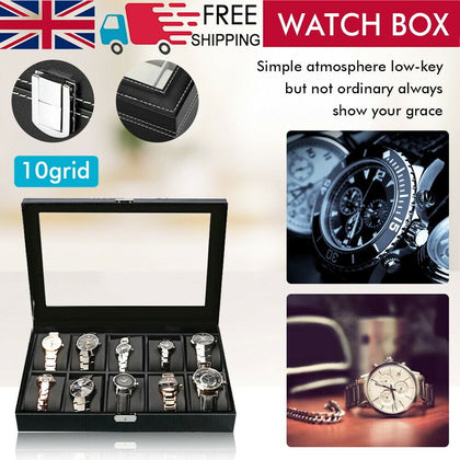 10 Grids Watch Display Slot Storage Box Jewelry Collection Case Organiser Holder