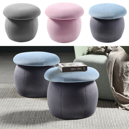 Mushroom Stool Footstool Velvet Padded Pouffe Dressing Table Stool Kids Chair