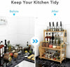 3 Tier Free Standing Spice Rack Kitchen Storage Bamboo Jar Seasoning Stand UK