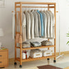 Strong Wooden Clothes Rail Scarf Cart Hanging Garment Coat Rack Rolling Stand UK