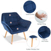Luxe Velvet Chair Armchair w/ Wide Slanted Accent Back Wood Legs Blue