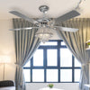 52" Ceiling Fan Light Living Room Crystal Chandelier Lamp with Remote Control