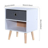 Bedside Rack with Shelf Drawer Nightstand White Grey Cabinet Side Table Storage