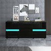 High Gloss Kitchen Cupboard 2 Doors Buffet Dresser Cabinet Sideboard LED Light