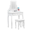 White Mirror Dressing Table Dresser Makeup Desk LED Lights 4 Drawers Upholstered