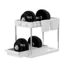 Mondeer 2 Tiers Under Sink Storage Shelf Organizer Rack 4 Hooks and 2 Cups White