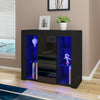 Modern Black 1 Door Cabinet Large Storage Buffet Cupboard Sideboard LED Lights