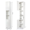 Mondeer Tall Bathroom Cabinet Slim Cabinet w/ 2 High Gloss Doors 6 Shelves White