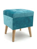 Blue Ottoman Footstool With Lift Up Storage Lounge Padded Footstool Velvet