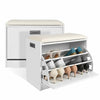 Ottoman Shoe Cabinet Shoe Storage Bench Cupboard Padded Seat Shelf Unit
