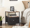 Industrial Bedside Table Rustic Drawer Cabinet Vintage Metal Side End Table Unit