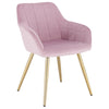 1x Kitchen Dining Chair Lounge Living Room Corner Chair with Velvet Steel Legs