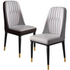 2PCS DINING CHAIRS SET LEATHER PADDED SEAT METAL LEG KITCHEN RESTAURANTS CHAIR