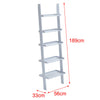 Home Grey Leaning Ladder Shelf Bookcase 5 Tier Shelving Unit Wooden Storage Rack