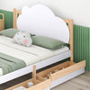 Wooden Bed Frame Storage Drawers 4ft6 Double Size Kids Bed with Cloud Headboard
