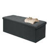 UK GREY LARGE LINEN FOLDING STORAGE OTTOMAN POUFFE SEAT FOOT STOOL STORAGE BOX