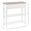 White Console Table Hallway Side Desk w/ Drawer 2 Shelves Worktop Retro Elegant