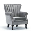 Occasional Velvet Armchair Upholstered Oyster Winged Chair Fireside Sofa Lounge