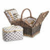 4 Person Luxury Wicker Basket Outdoor Picnic Hamper Set with Rug/Blanket Willow