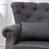 Chesterfield Linen Fabric Armchair Buttoned Wing Back Chair Queen Anne Sofa Seat