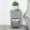 Grey Shabby Chic Bedside Unit Tables Drawers Cabinet + Wicker Storage Wooden UK