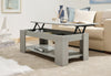 MODERN WOODEN LIFT-UP COFFEE TABLE TEA EASY STORAGE W/ UNDERSHELF GREY