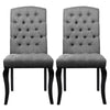 2/4× Buttoned High Back Dining Chairs Linen Fabric Padded Kitchen Dinner Seat