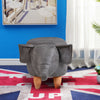 Grey Elephant Animal Footstool Faux Leather Ottoman Wood Legs Kids Adults Gift