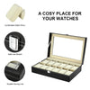 Mens 24 Grids Leather Watch Display Case Jewelry Collection Storage Holder Box